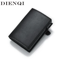 dienqi rfid card holder wallet genuine leather skin metal men smart minimalist wallet 2021 cardholder spain card holder sticker