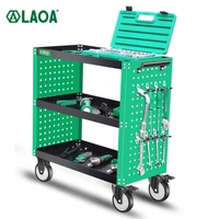 laoa three layer trolley professional tool cart with pegboard thickened hanging board and silent wheel cabinet repair trolley