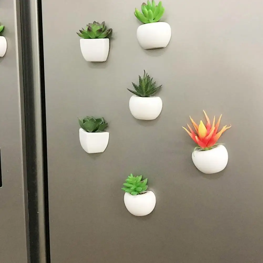 

Fridge Magnets Potted Artificial Green Succulent Plants Vase Souvenir Blackboard Stickers Flower Magnetic Set Fake Bonsai Y7Y5