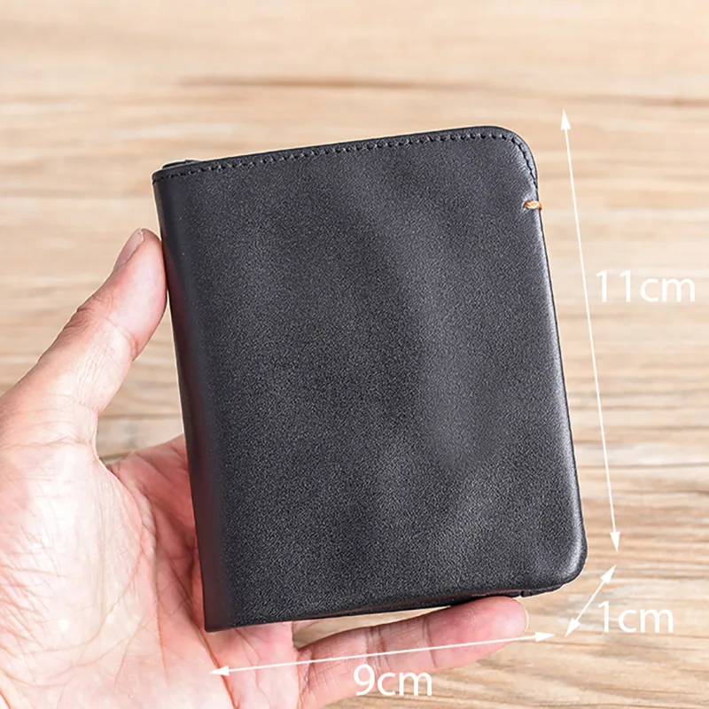 Black 1 AETOO мужской кожаный короткий кошелек, мягкий кожаный бумажник ручной работы, кожаный Молодежный простой ультратонкий кошелек - Цвет: Black 1