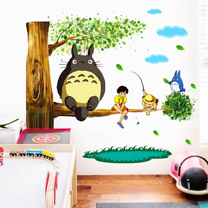 

Наклейки на стену Hayao Miyazaki, домашний декор, аниме, Хаяо, Миядзаки, наклейки с котом дракона, 3D художественные наклейки на стену для спальни, до...