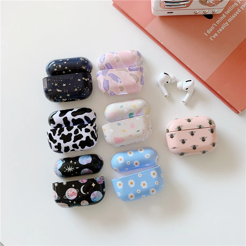 

Чехол из поликарбоната с цветами для Airpods Pro, милая пчела, Маргаритка для девочек, Женский противоударный защитный чехол с рисунком молока, з...