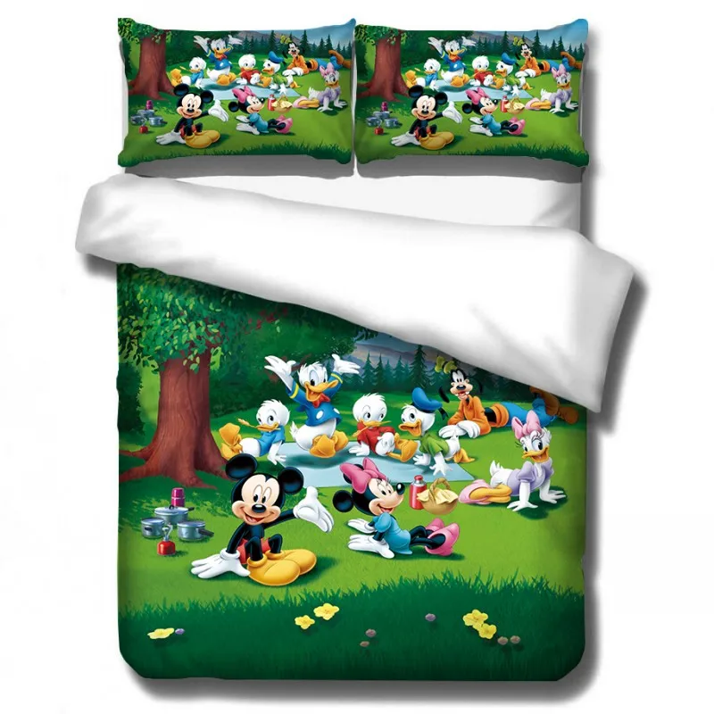 Mickey 9 Комплект постельного белья с Микки Маусом и Минни Маус, пододеяльник, наволочка для взрослых, Постельный набор для детской кровати, одинарный, Королевский размер, домашний текстиль, 3 шт - Цвет: Mickey 9