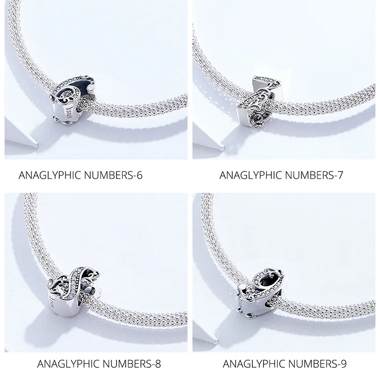 BAMOER 925 пробы серебряная буква A 0-9 NumberBeads подходит для шарма Браслеты Ожерелья DIY Аксессуары Ювелирные изделия BSC030-A
