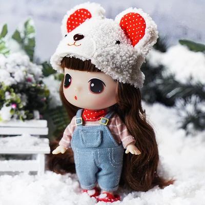 White Bear Кукла Ddung 18 см штаны на подтяжках медведь подлинный корейский одевание кукол BJD прекрасный ребенок девочка классическая коллекция подарок на год - Цвет: White Bear