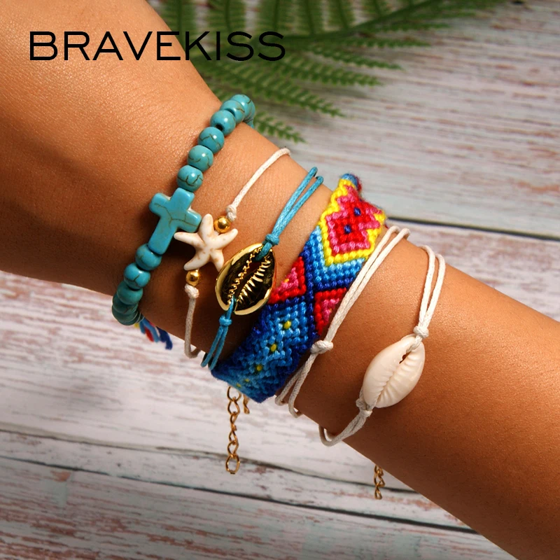 BRAVEKISS 22 Цвета Vsco оболочки браслеты "Joyas" Комплект для друзья ручной river dale Boho Femme Богемные аксессуары BPB0517