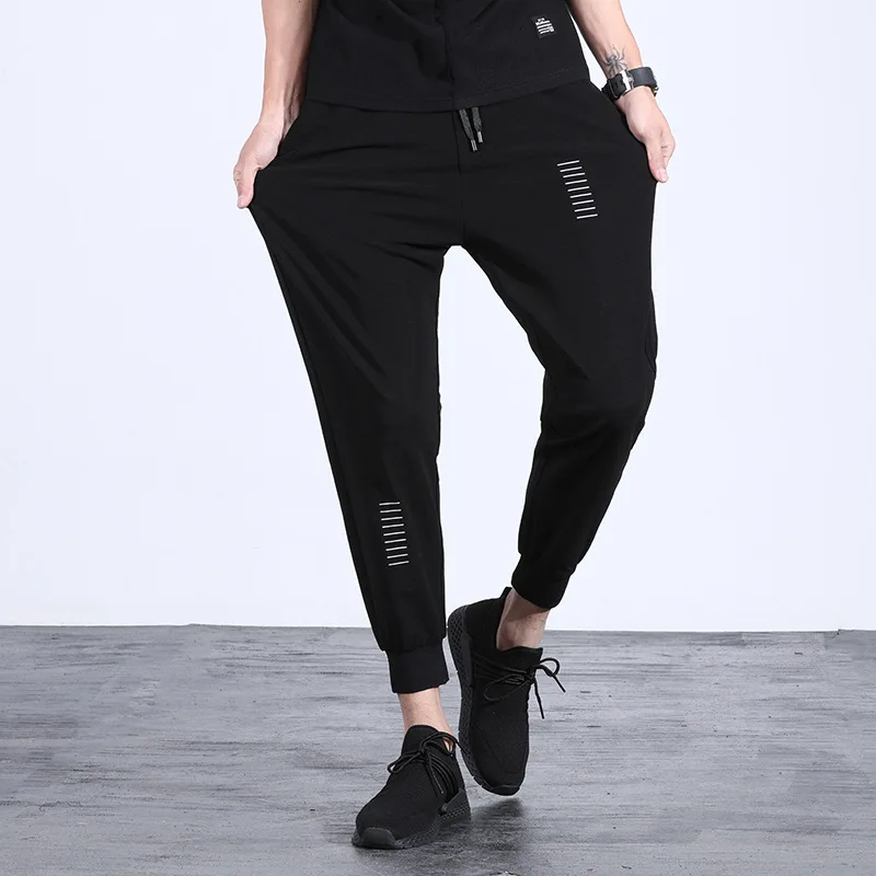 

New Season New Youth Fashion Lanyard Rubber Casual Pants Striped Corset Harun Pants Nine Point Simple Men's Wear