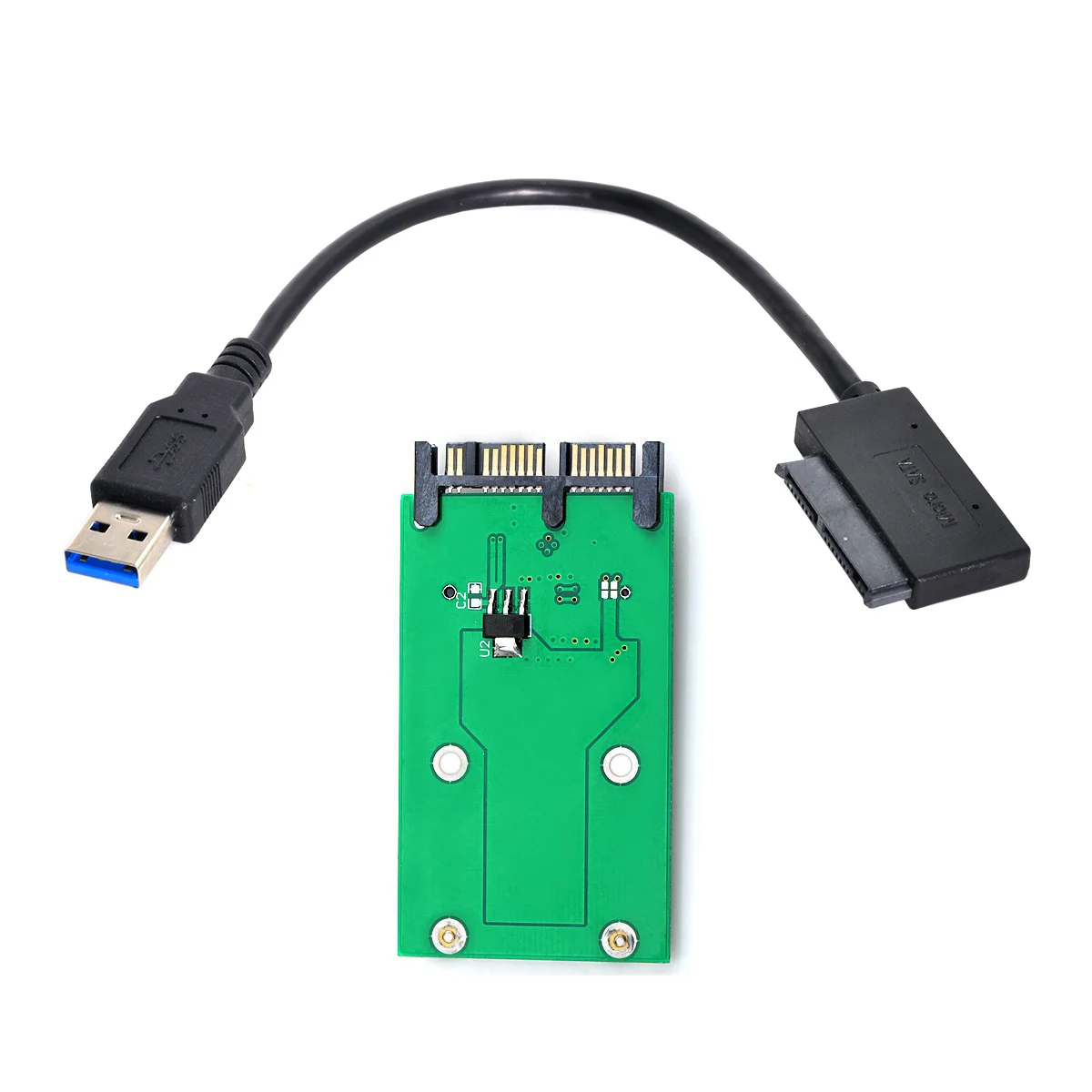 

USB 3.0 to mSATA 50Pin SSD & 1.8" Micro SATA 7+9 16pin Adapter Add on Cards PCBA