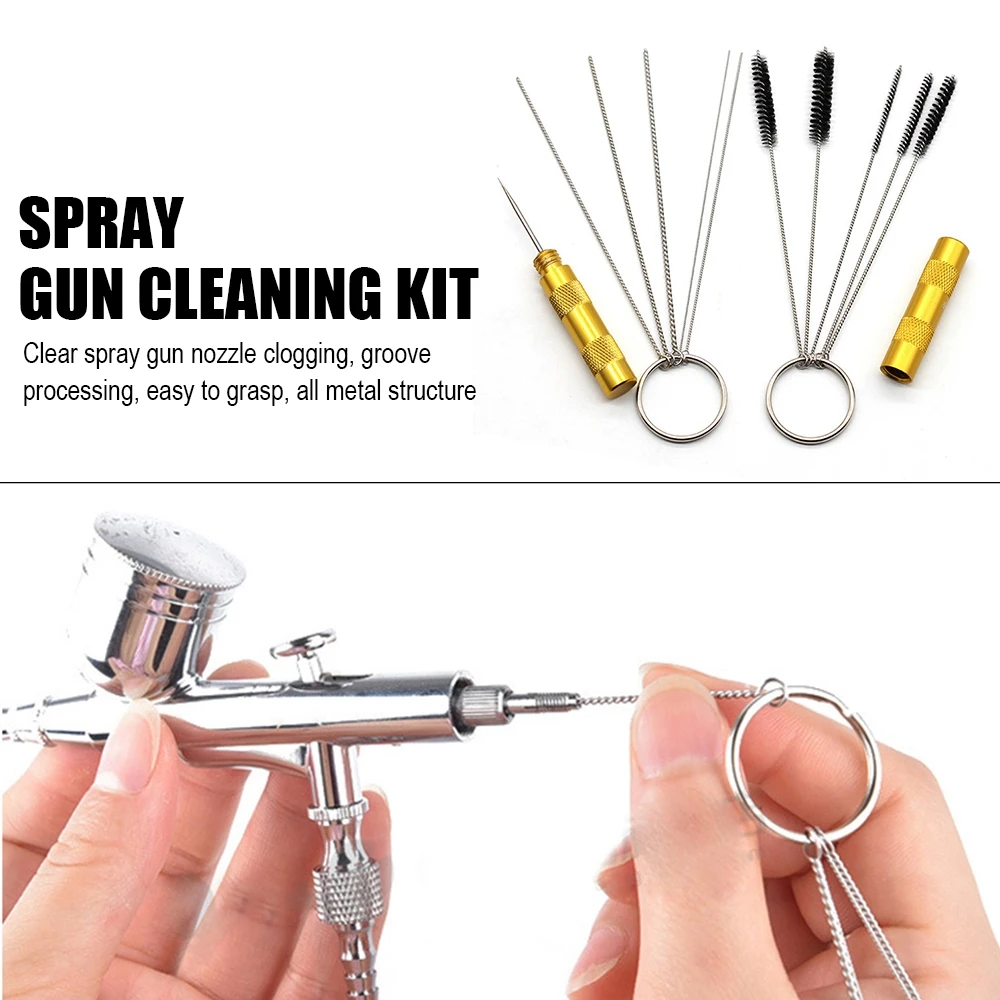 

11pcs Airbrush Spray Gun Nozzle Cleaning Kit 5 Sizes Stainless SteelNeedle& 5pcs Brush Spray Guns Clean Tools Accessories