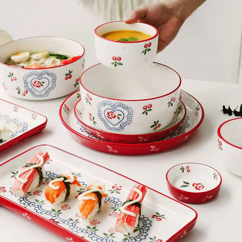 Набор для риса ручной росписи в японском стиле|Столовые сервизы| |