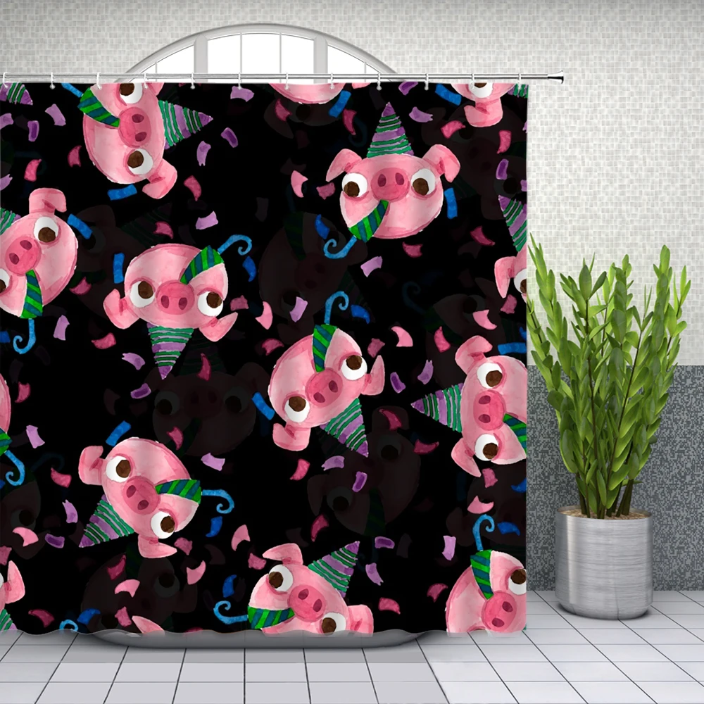 

Elephant Animal Printed Blackout Shower Curtains For Bathroom Beach Scenery Waterproof Polyester Curtain For Bath Bathtub