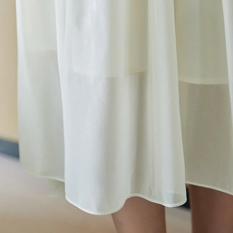 

2021 Spring And Autumn Hot-Selling Women's New Style Sexy Light Mature White Chiffon Dress Loose Waist Temperament Goddess