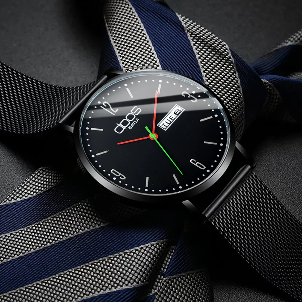 Мужские кварцевые деловые часы мужские спортивные с календарем военные