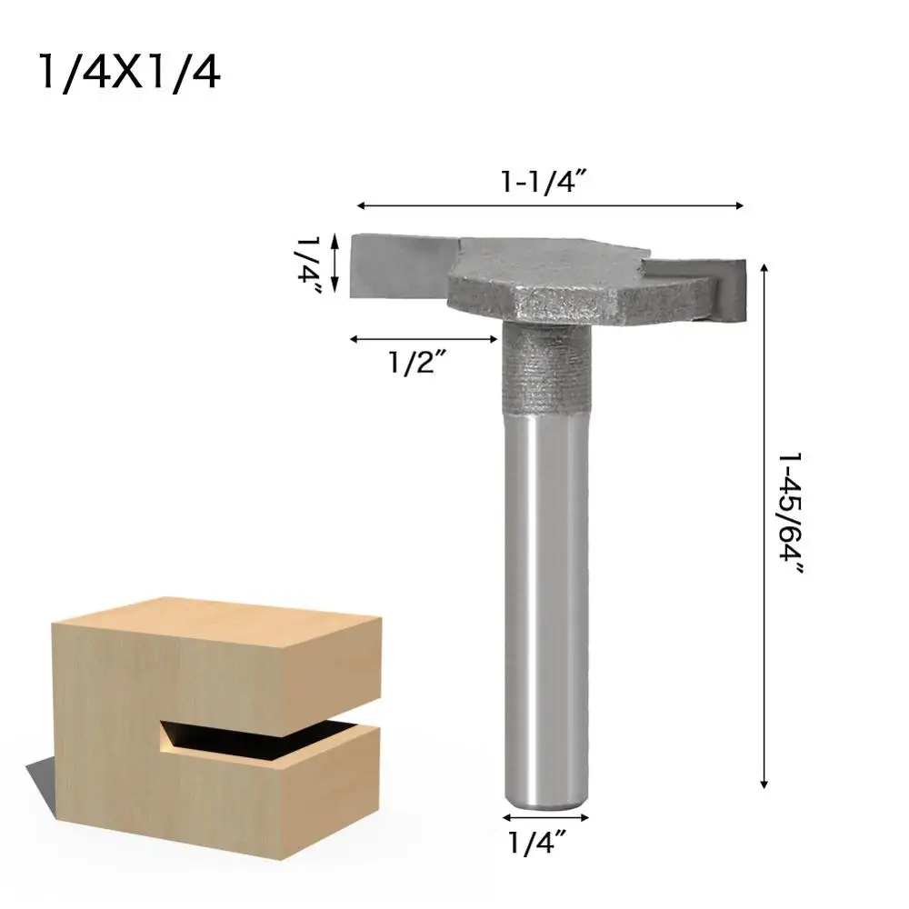 

5 Pieces 1/4" 6.35mm Shank T Slot Router Bits Set Alloy Milling Cutter Woodworking T Slot Rotary Bits Kit