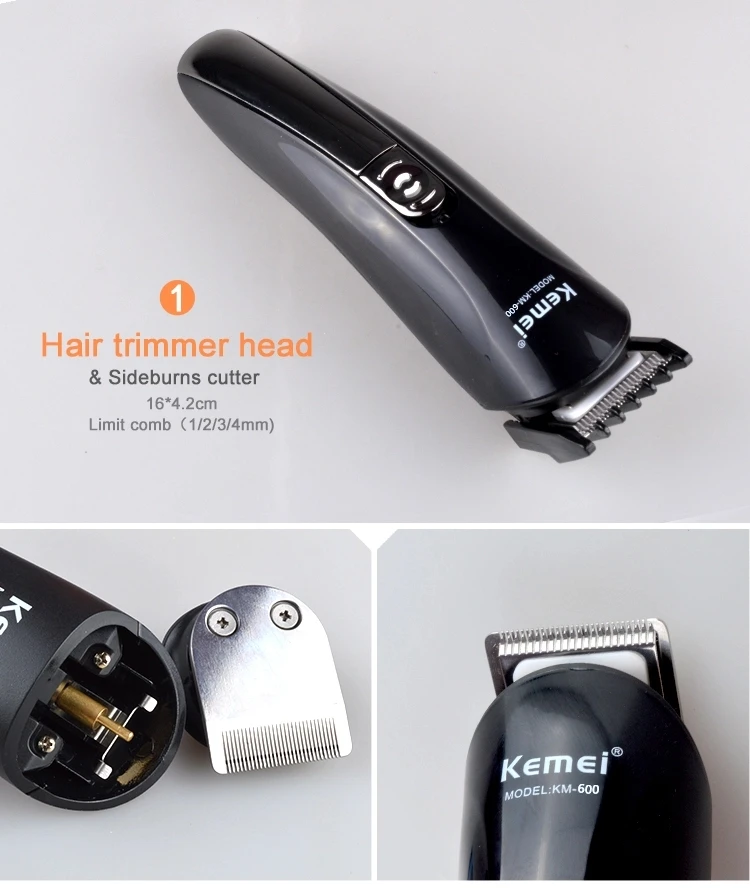 Kemei KM-600, 6 в 1, профессиональный триммер для волос, титановая машинка для стрижки волос, электробритва, борода для мужчин, инструменты для стрижки, станок для бритья