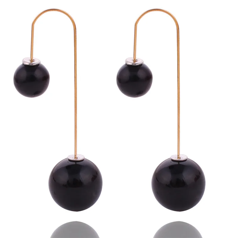 Новые длинные серьги U образной формы с двухсторонним жемчугом для женщин модные