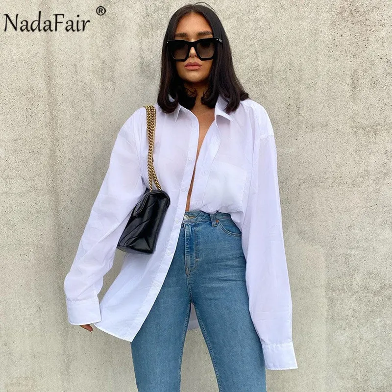 Мини-платье Nadafair женское с запахом белое свободное короткое платье на пуговицах