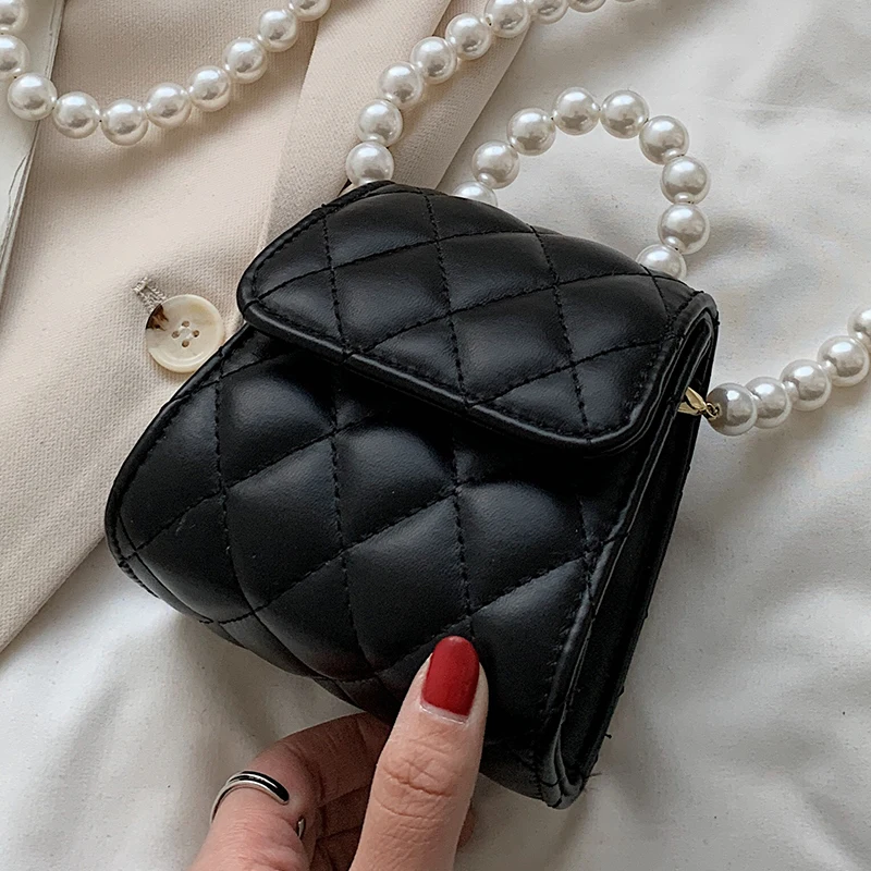 

Mini bag female summer 2021 new fashion niche pearl chain messenger bag ins portable small square bag