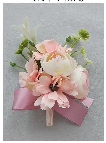Boutonniere 1 Запястье бутоньерка мякоть розовая роза Маргаритка невесты браслет для невесты цветок на запястье жениха цветок брошь бутоньерки на выпускной - Цвет: Boutonniere 1