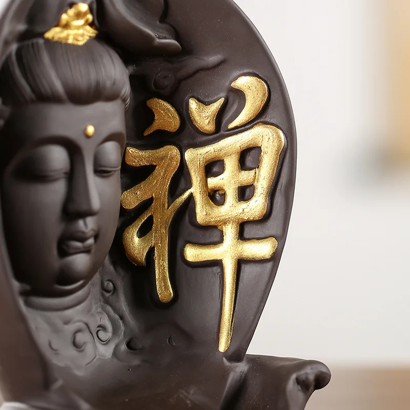 

Fo Backflow Incense Burner Zen Buddha Living Room Decoration Big Size Incense Base Teahouse Ornaments Best for Gift Home Decor