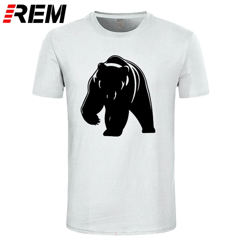 Футболка REM с изображением медведя гризли Мужская футболка животных топы