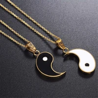 new matching 2 pieces stainless steel yin yang pendant puzzle piece necklace birthday jewlery gifts for couple or best friends