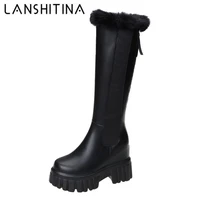 warm snow boots women winter wedges heels knee high boots 10cm high heels thick sole motorcycle boots platform long botas mujer