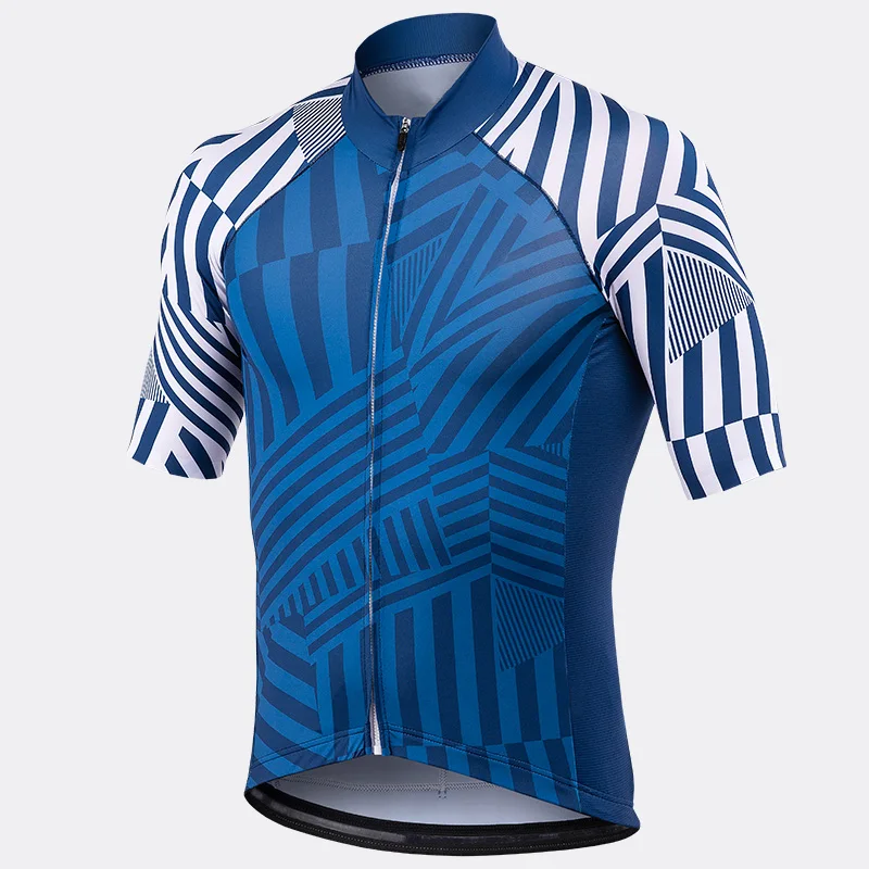 Полоски синие классические новые с коротким рукавом Джерси для велоспорта OSCROLLING