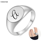Кольцо NIBASTAR с гравировкой инициалом женское, овальное Ювелирное Украшение с A-Z из нержавеющей стали под заказ
