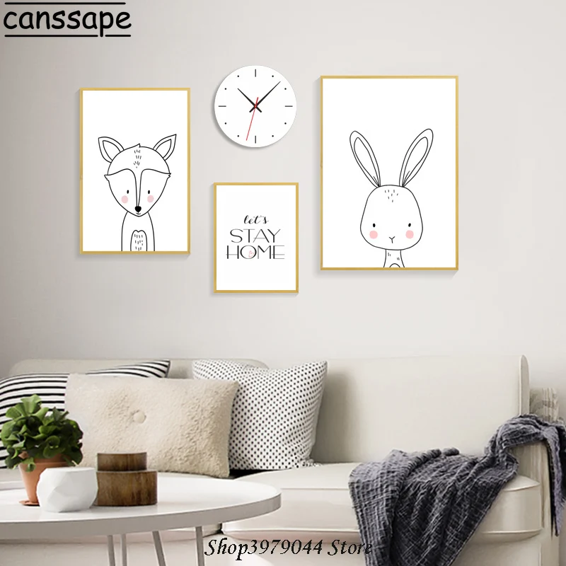 Жираф кролик плакат для детской печати минималистское полотно детские настенные