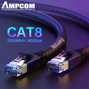 Ethernet-кабель AMPCOM SFTP CAT8, высокоскоростной 24AWG соединительный кабель 40 Гбитс 2000 МГц с позолоченным разъемом RJ45 для внутреннегонаружного использования