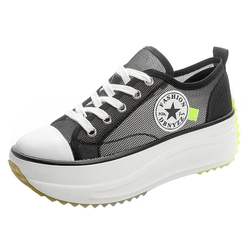 

2021 Summer New Style Mesh All-match Canvas Shoes Low-top Platform Platform Women's Shoes YY-21