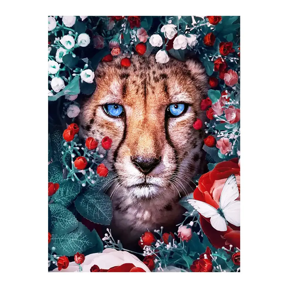 

Цветы Леопард зверь животное Алмазная картина круглая полная дрель Nouveaute Сделай Сам Рукоделие мозаика вышивка 5D Вышивка крестом