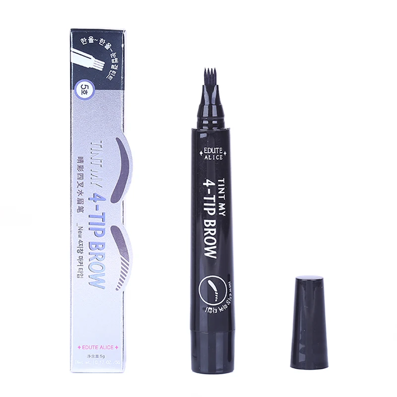 Natural 3D Microblading Eyebrow Tattoo Pen with 4 Micro Tips Superfine Sketch Liquid Eyebrow Pencil Waterproof Brow Tint TSLM2