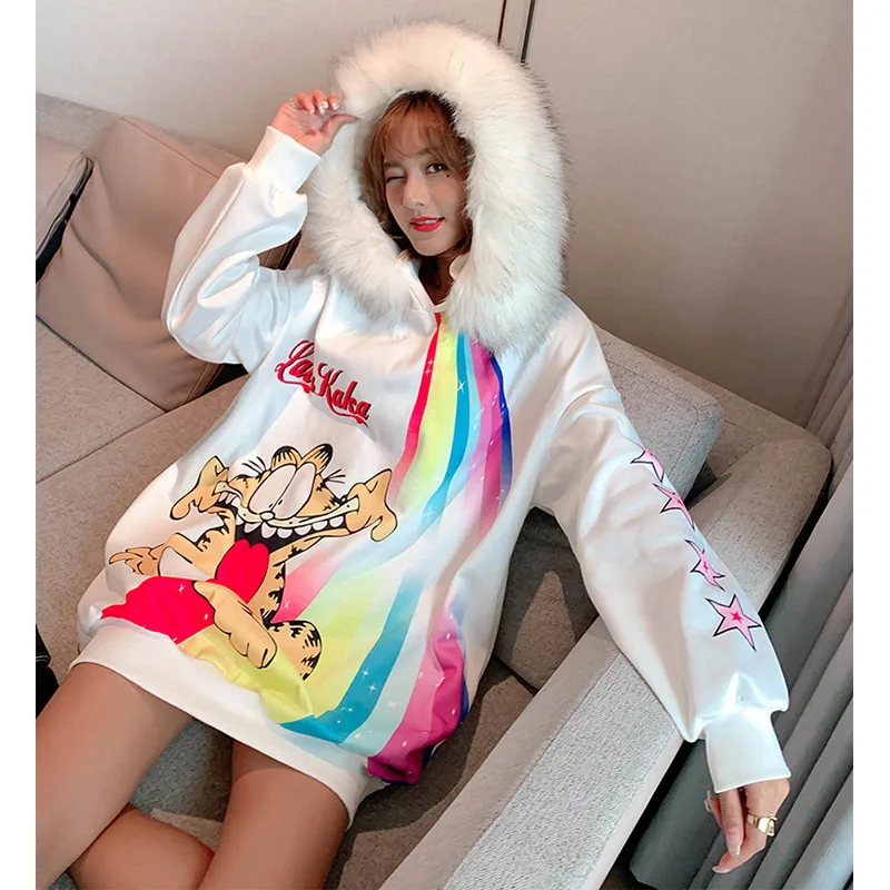 2020 весенние бархатные толстовки с капюшоном и мультяшным принтом модные женские