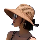 Шляпа женская Соломенная с бантом, Классическая Складная пляжная Панама с большими полями, с защитой от ультрафиолета, летняя