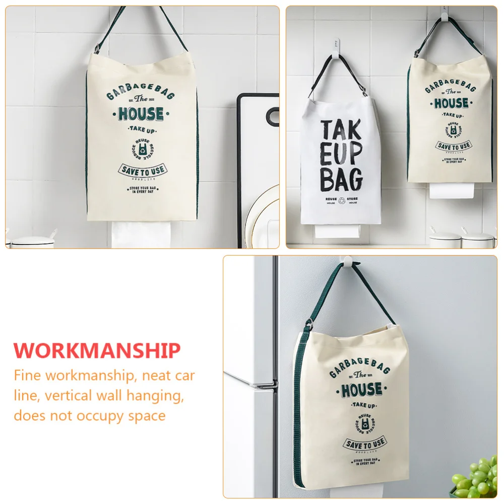 

2pcs Fabric Storage Bags Hanging Storage Bags Cloth Garbage Bags White + Khaki)