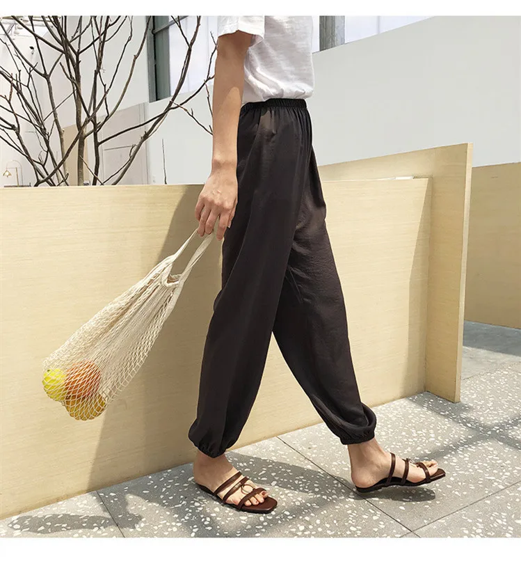 Брюки женские повседневные из вискозы слаксы с эластичным поясом однотонные