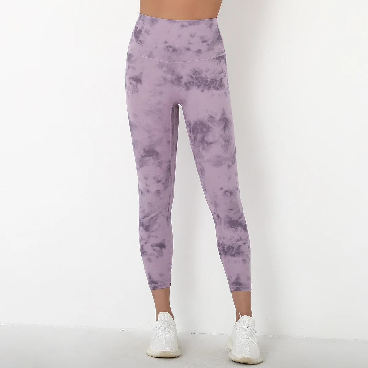 

QMEEGYM Yoga Pants High Waist Butt Lift Running Tight Tie Dyeing Leggings Sport Women Fitness Elastic Squat Proof Naked Feel GYM