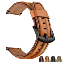 beafiry genuine leather watch band 20mm 22mm cowhide watch strap double keel strap watchbands belt brown black for samsung huawe