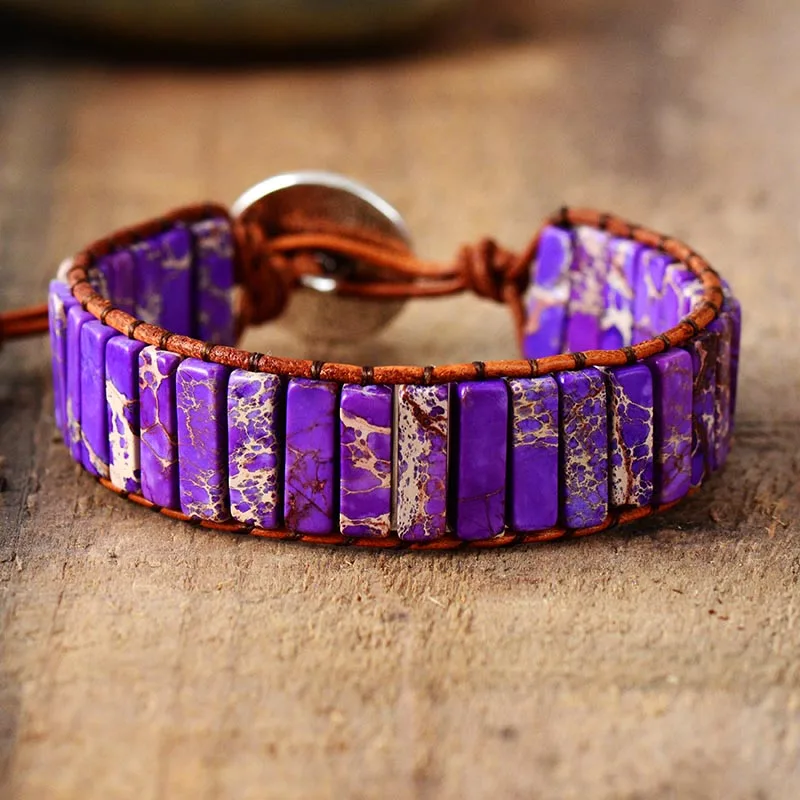 Женский браслет с бусинами из натурального камня | Украшения и аксессуары