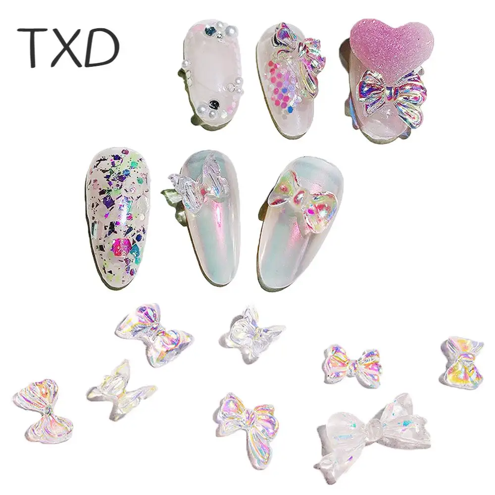 

TXD 3D Glitter Nails Art Accessories Clear All Color Manicure Design Mixed Size Butterfly Bow Jewelry For Decorations DIY Tools