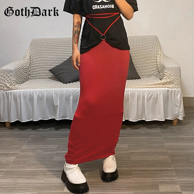 

Goth Dark Summer Bandage Sexy Party Midi Skirts Harajuku Gothic Punk Women Long Skirt High Waist E-Girl Y2k Fashion Clothes 2021