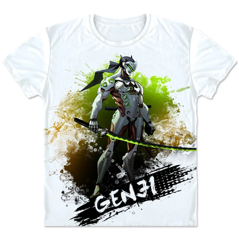 Новое поступление Мужская футболка для игры OW Genji Reaper трассировочная с круглым