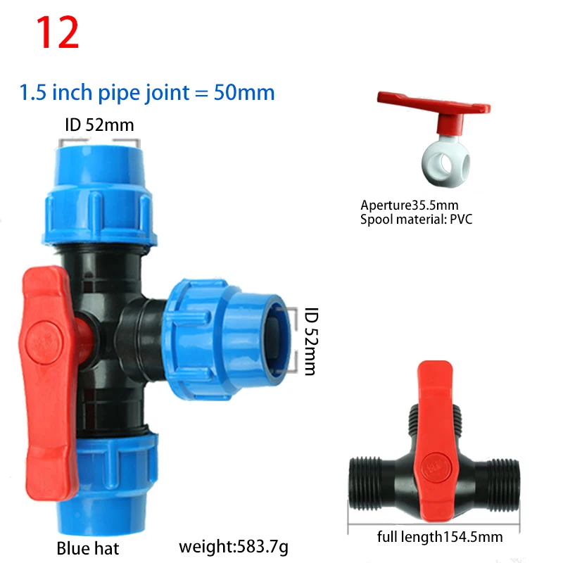 3-ходовой шаровой кран из ПВХ для капельного орошения клапан воды запорный