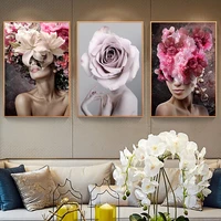 flowers woman abstract nude girl canvas painting wall art print poster picture decorative painting living room home decoration