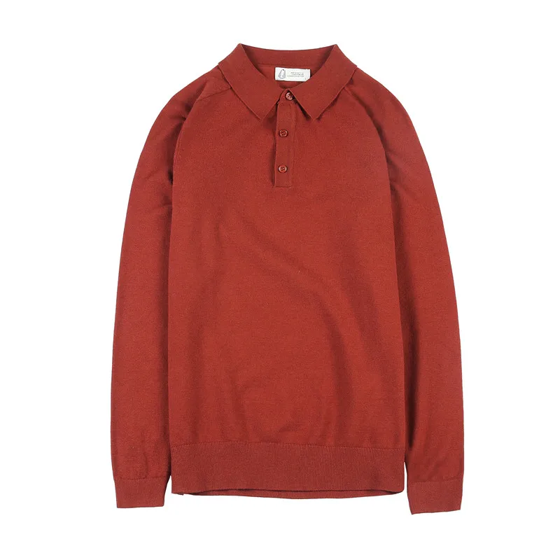

Sweater Men Clothing Fashion Autumn High Quality Turn Down Collar Long Sleeve Solid Knitted Pullovers Slim Fit Casual Pull Homme
