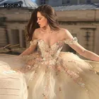 Бальное платье принцессы, с открытыми плечами, с цветочной аппликацией