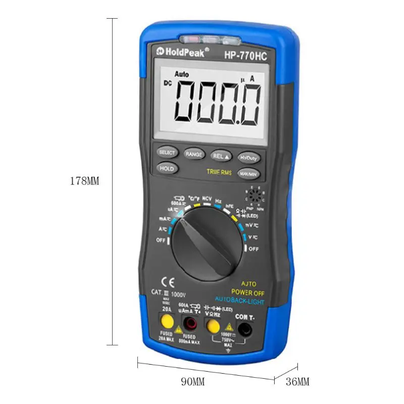 

HP-700HC Digital Multimeter LCD Display DC AC Voltage Resistance Current Measuring Temperature Frequency Voltmeter G8TB