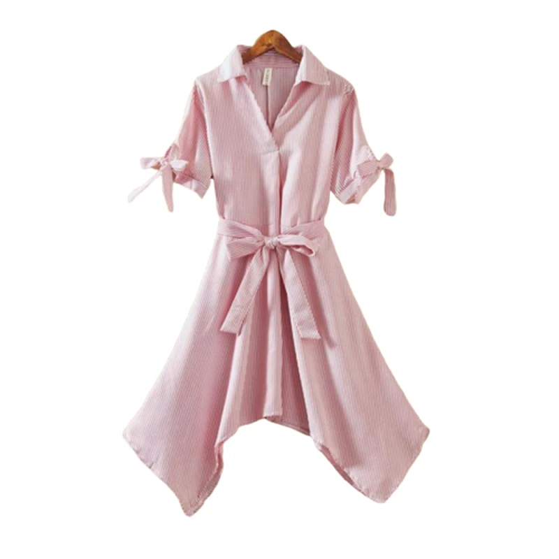 Модное короткое платье женские асимметричные платья в полоску с бантом женское